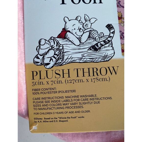 Disney Winnie The Pooh Tigger Piglet Valentines Blanket Soft Throw 50 X 70” NEW - Picture 7 of 16